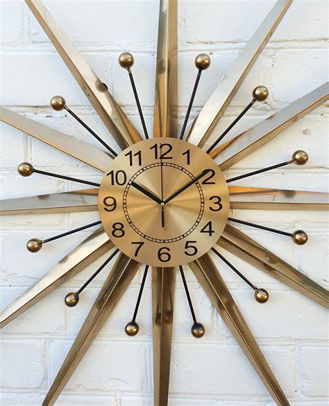 30 27 24 Gold Atomic Clock Starburst Wall Etsy