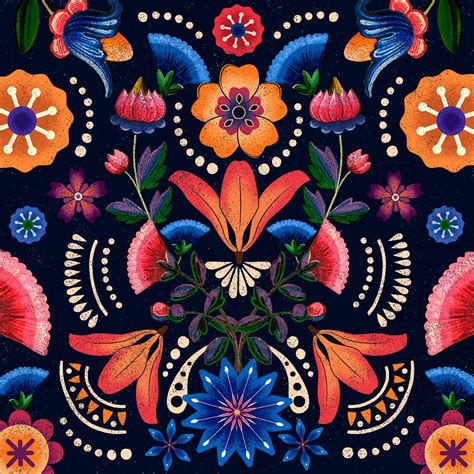 Mexican Ethnic Flower Pattern Psd Premium Psd Illustration Rawpixel