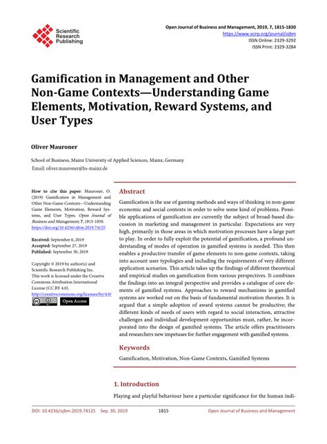 PDF Gamification In Management And Other Non Game Contexts