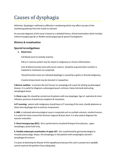 Causes Of Dysphagia Pdf