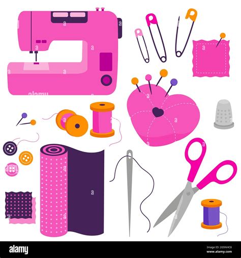 Sewing Tools Equipment And Tailor Needlework Accessories Illustration