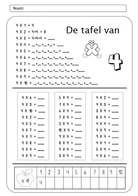 Werkblad Tafel Van Tafels Oefenen Tafels Van Vermenigvuldiging