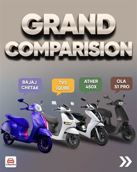 Three Scooters Are Shown With The Words Grand Comparison In Different Languages On Them