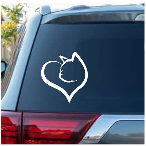 Cat Heart Love Cat Window Decal Sticker | Custom Made In the USA | Fast ...