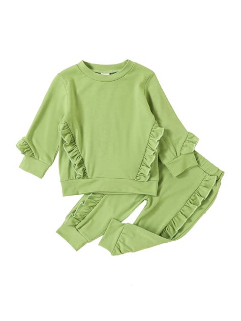 Bagilaanoe 2pcs Toddler Baby Girl Long Pants Set Long Sleeve T Shirts