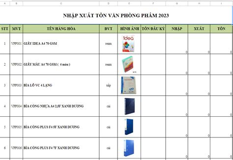 Tải Ngay File Mẫu Quản Lý Văn Phòng Phẩm Bằng Excel