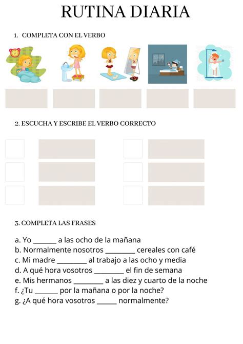 Mi Rutina Diaria Interactive Worksheet In Spanish Classroom Hot Sex