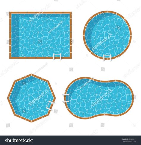 Swimming Pools Top View Set Isolated Stock Vector Royalty Free