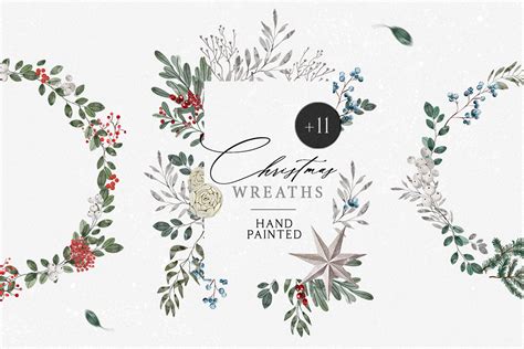 Watercolor Christmas Wreaths Set Graphic by NassyArt · Creative Fabrica