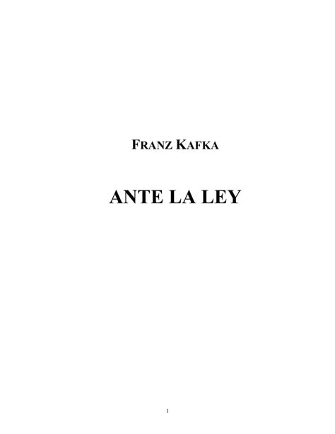 Franz Kafka Ante La Ley