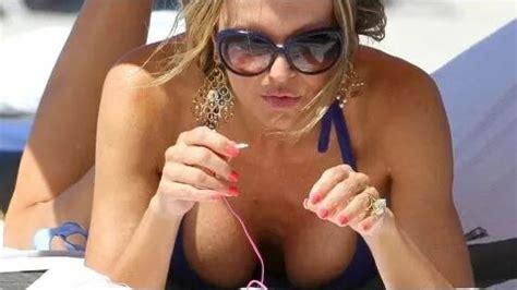 Rita Rusic Candid Sunbathing In A Bikini On Miami Beach