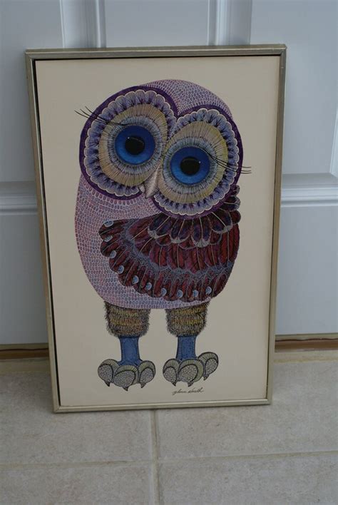 1970s Glenn Heath Owl Unframed Litho Picture Print