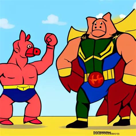 Buff Humanoid Chicken Man Wearing A Superhero Suit Stable Diffusion