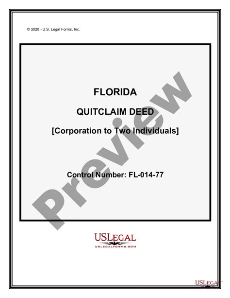 Florida Quitclaim Deed From Corporation To Two Individuals Fl