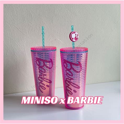 Miniso X Barbie Bottle Shining Pastel Grid Tumbler Ml Tumbler