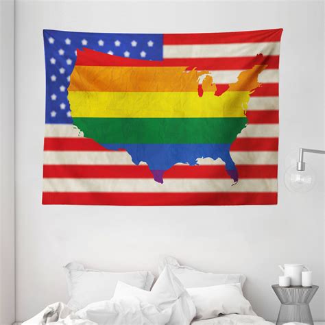 Pride Decorations Tapestry Usa American Flag With Rainbow Gay Marriage