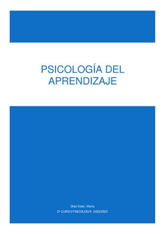 Psicologia Del Aprendizaje Apuntes Todo Pdf