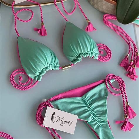 Miyouj Tanga Bikini Set Blau Farbe Badeanzug Frau Sexy Badeanz Ge