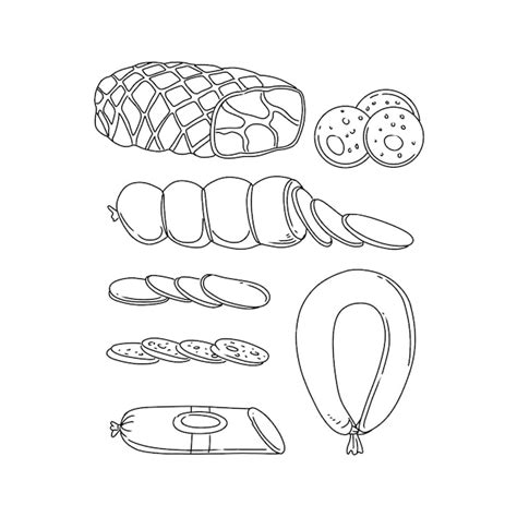 Premium Vector Sausage Hand Drawn Doodle Illustrations Vector Set