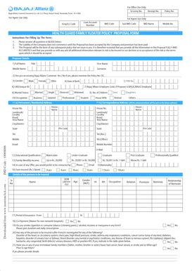 Bajaj Health Guard Proposal Form Fill And Sign Printable Template Online