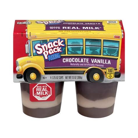 Snack Pack Chocolate Vanilla Pudding Cups 4 3 25 Oz Cups Hy Vee Aisles Online Grocery Shopping