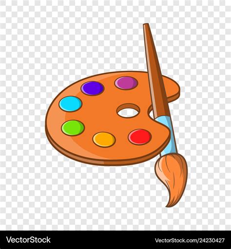 Art Palette With Paint Brush Icon Cartoon Style Vector Image