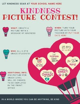 Kindness Week Picture Contest Flyer by Counseling Tools By Jenn | TPT