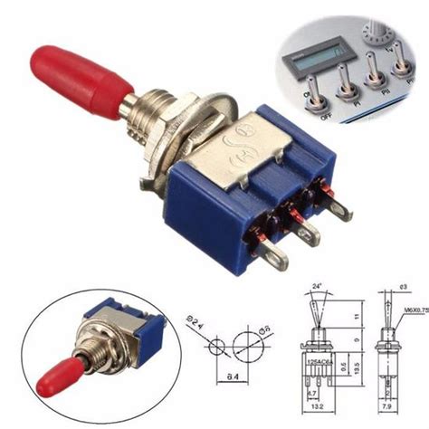 Interrupteurs Bascule Mini Mts Pin Spdt On On A V Ac Bleu