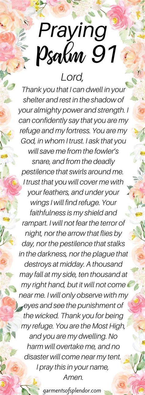 Printable Psalm 91 Prayer