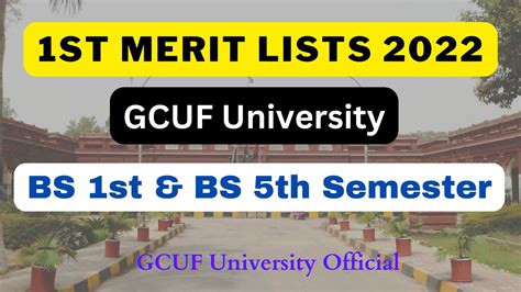 GCUF 1st Merit Lists For BS 1st BS 5th 1st Merit List GC University