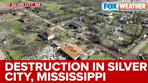 Aerial View Shows Destruction Homes Flattened In Silver City MS From