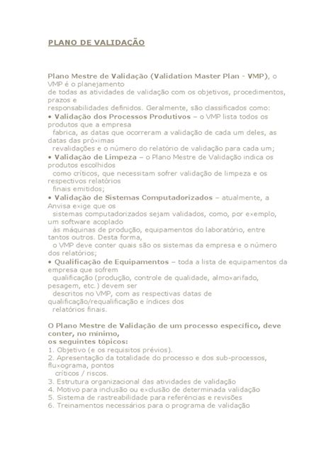 Pdf Plano De Valida O Docx Dokumen Tips