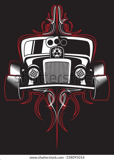 Hot Rod Retro Car Pinstripes Vector Stock Vector (Royalty Free) 338095016