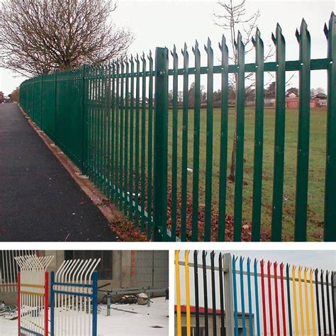 Green Black Powder Coated Steel Industrial Galvanized Palisades Fence