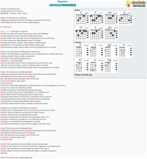 Chord: Migraine - tab, song lyric, sheet, guitar, ukulele | chords.vip