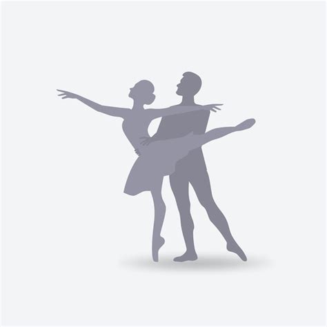 Siluetas De Una Pareja De Bailarines De Ballet Clásico Vector Premium