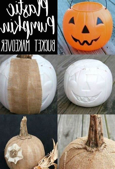 Pumpkins Are Painted White And Orange With The Words Plastic Pumpkin