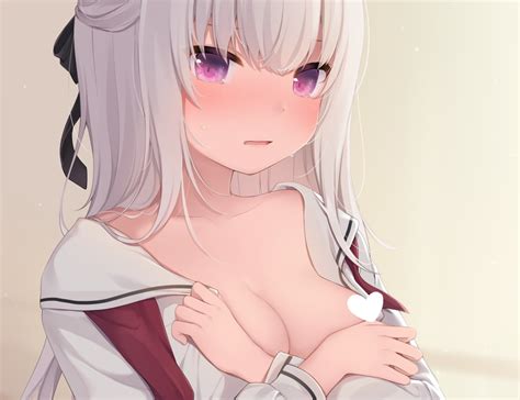 Amashiro Natsuki Breasts Censored Close Cropped Gray Hair Long Hair No