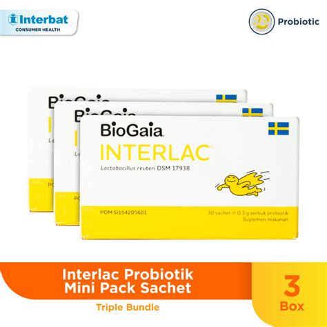 Jual Interlac Probiotik Mini Pack Sachet Triple Bundle Shopee Indonesia