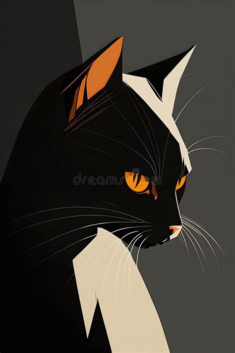 Illustrative Drawing of a Cat. Minimalist 2D Art. Advertising Poster ...