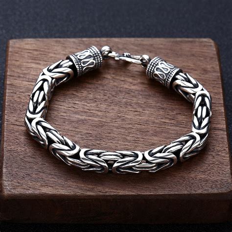 Pulsera De Plata De Ley S Aut Ntica Para Hombre Joyer A Creativa