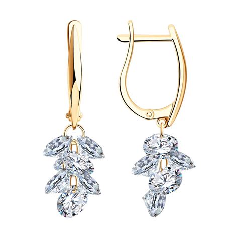 Серьги из серебра с фианитами
