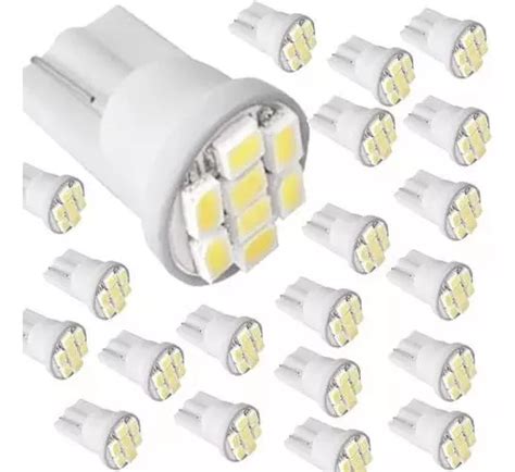 Kit 100 Lampadas T10 W5w 8 Leds Branca Pingo Pingão Lanterna MercadoLivre