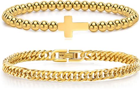 Amazon Layered Gold Bracelets For Women Trendy 14k Gold Plated