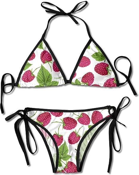 Large Cherry Women S Sexy Triangle Bikini Adjustable Triangle Tie Side