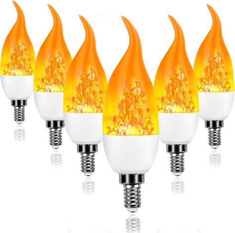 6 Pack E12 LED Flame Effect Light Bulbs 2020 Upgrade 4 Modes With