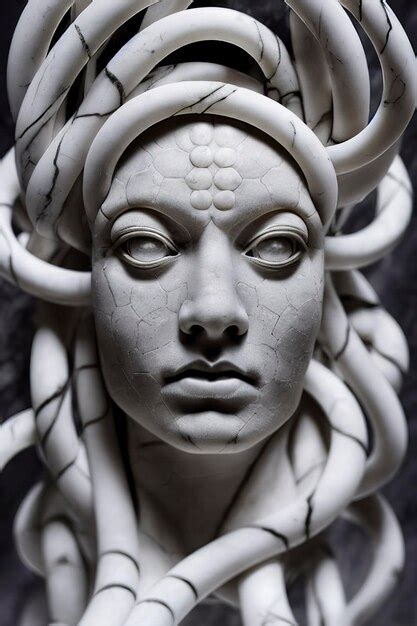 Premium Ai Image Portrait Of Cyborg Medusa Close Up Carved In Marble