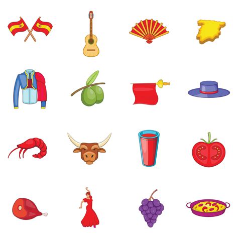 Spain Icons Set Cartoon Style 5314644 Vector Art At Vecteezy