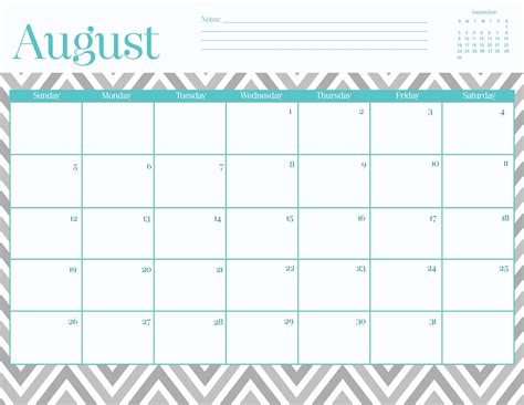 August Calendar 11 Free Printable Template Printable Blank Calendar - Riset