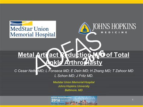 Pdf Metal Artifact Reduction Mri Of Total Ankle Arthroplasty · 1